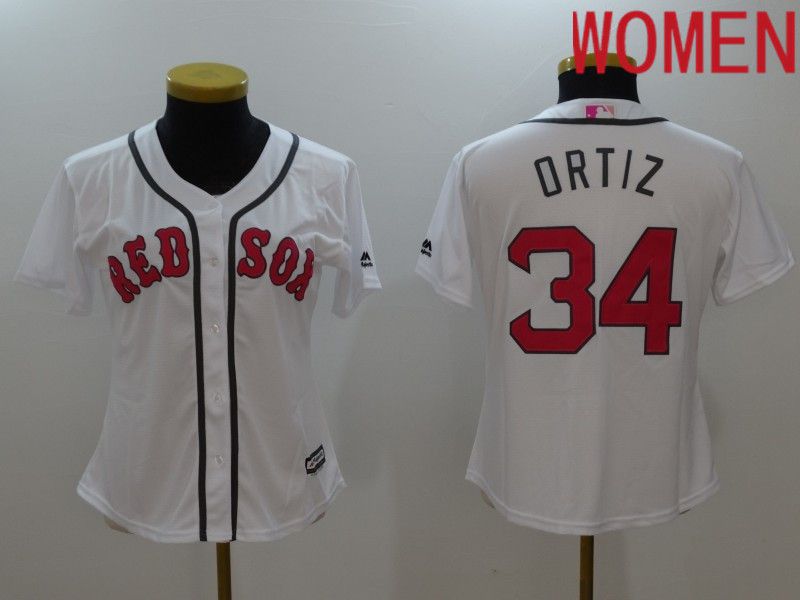 Women Boston Red Sox #34 Ortiz White Mother Edition 2022 MLB Jersey
